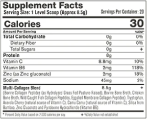 Organixx Clean Sourced Collagen supplement facts